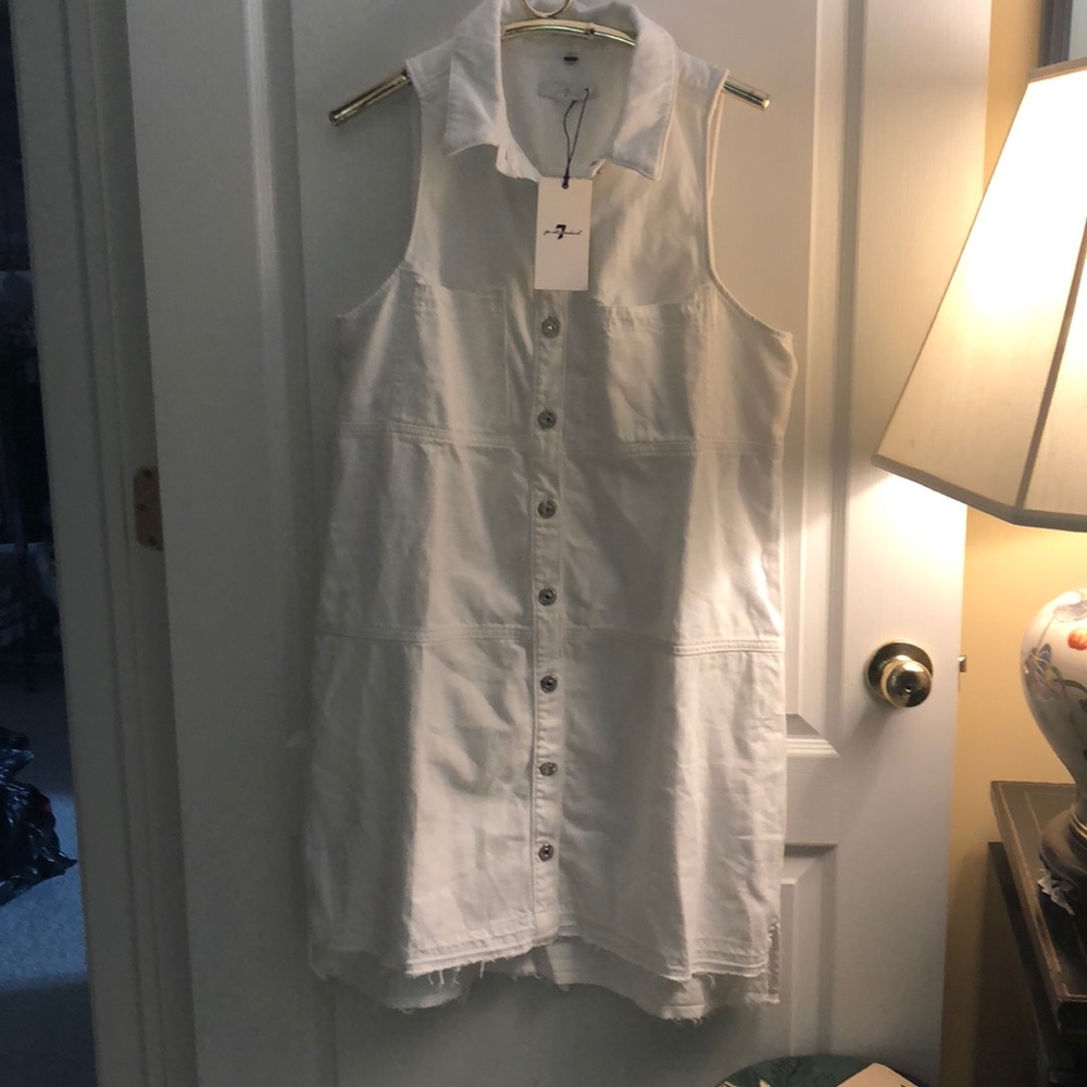 7 For All Mankind White Jean Dress SZ L